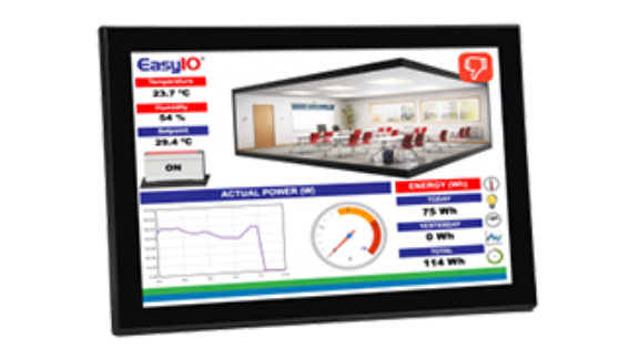لوحة اللمس EasyIO SystemView 10 بقياس 10 بوصات، تعمل بنظام أندرويد، ومصممة لأتمتة المباني ومراقبة أنظمة التكييف (HVAC).