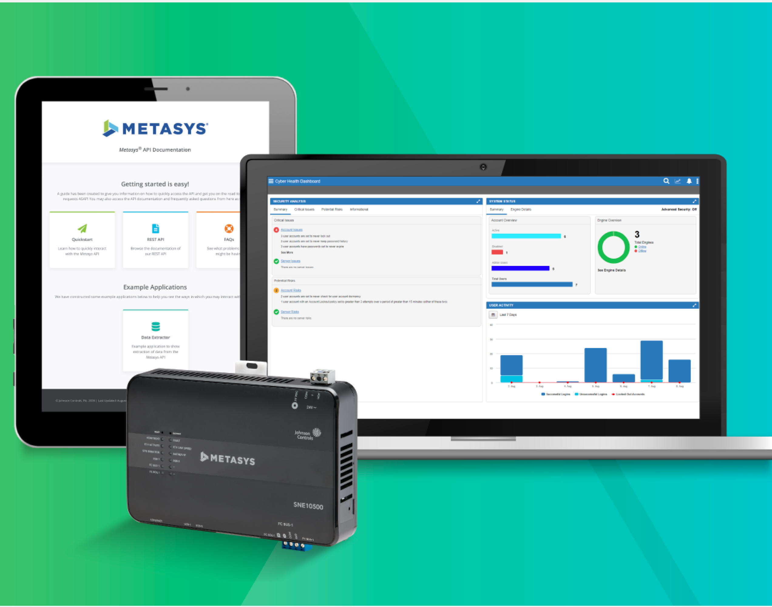 Metasys Building Automation System installed on tablet and laptop