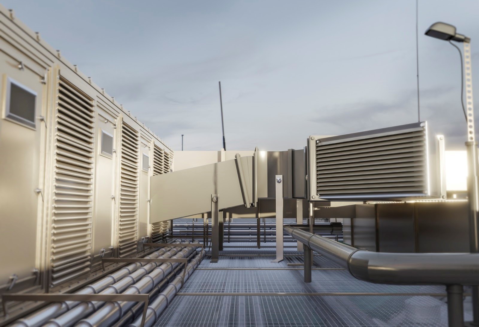 Johnson Controls Arabia HVAC equipment on the roof of commercial building