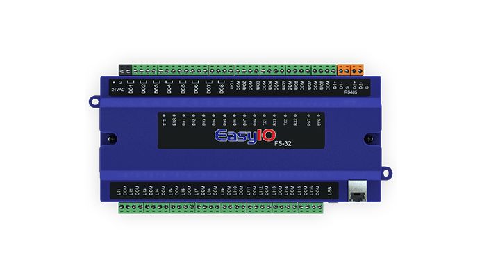 وحدة التحكم EasyIO FS-32 المصممة لأنظمة إدارة المباني.